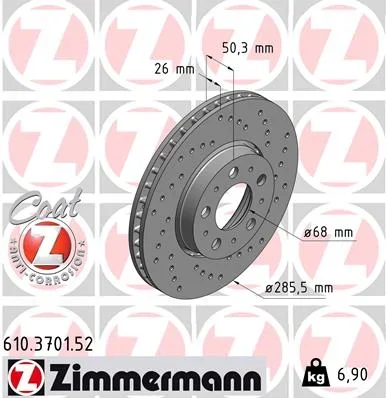 Brzdový kotouč ZIMMERMANN 610.3701.52