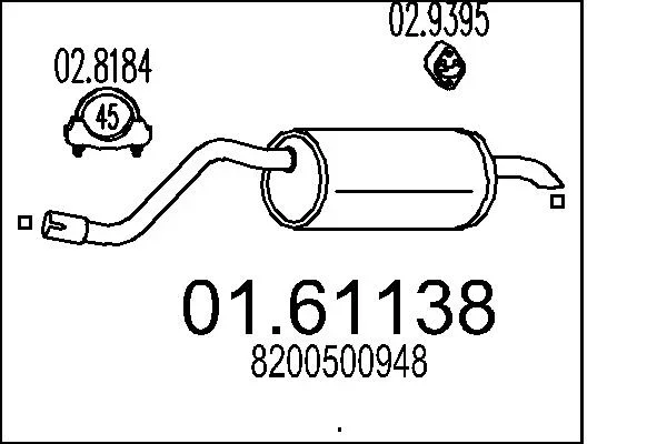 Zadni tlumic vyfuku MTS 01.61138 – OE 8200500948
