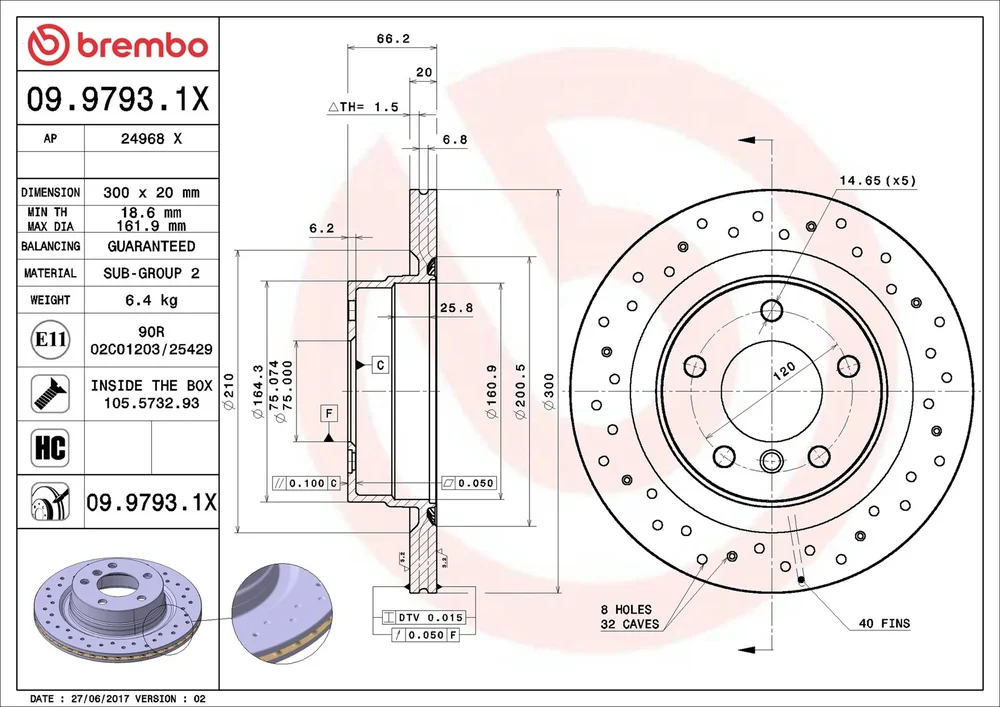 Brzdový kotouč BREMBO 09.9793.1X