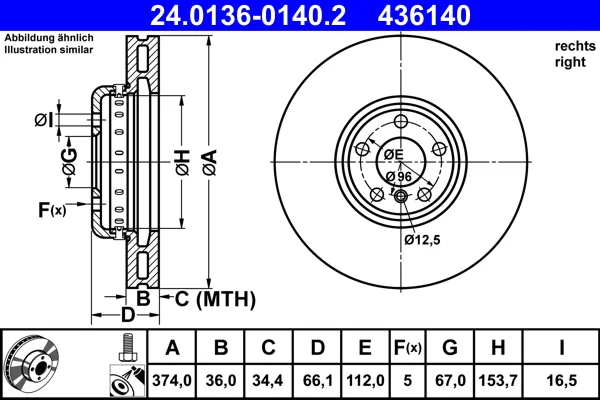 Brzdový kotouč ATE 24.0136-0140.2