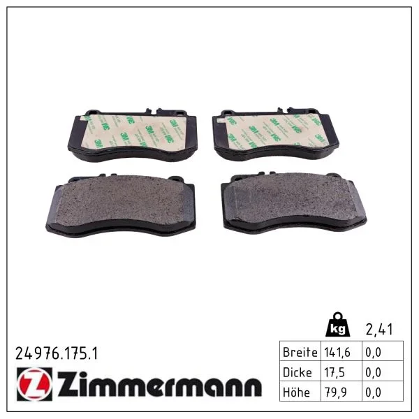Sada brzdových destiček, kotoučová brzda ZIMMERMANN 24976.175.1