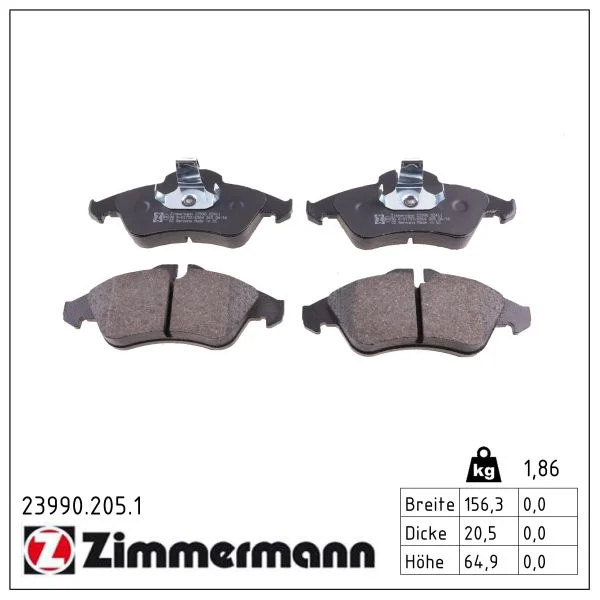 Sada brzdových destiček, kotoučová brzda ZIMMERMANN 23990.205.1