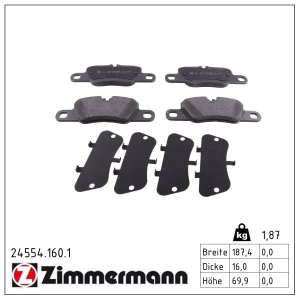 Sada brzdových destiček, kotoučová brzda ZIMMERMANN 24554.160.1