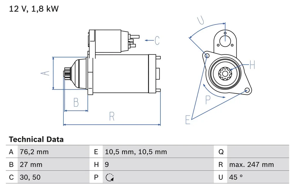 BO 0986018410 Startér BOSCH-výměnný díl