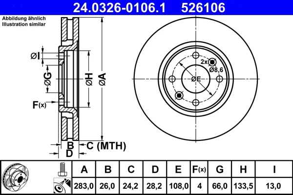 Brzdový kotouč ATE 24.0326-0106.1
