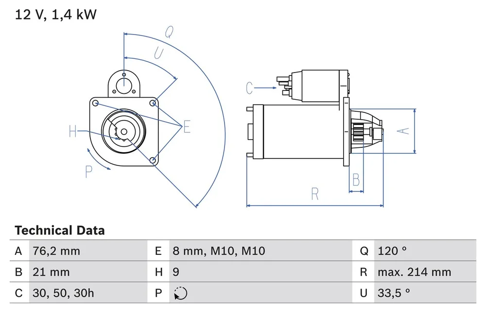 BO 0986017110 Startér BOSCH-výměnný díl
