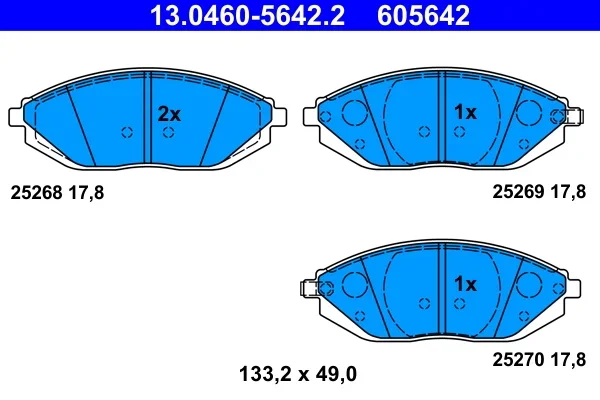 Sada brzdových destiček, kotoučová brzda ATE 13.0460-5642.2