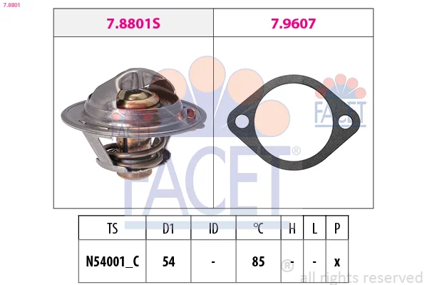 Termostat, chladivo FACET 7.8801 – OE 25500-2A000