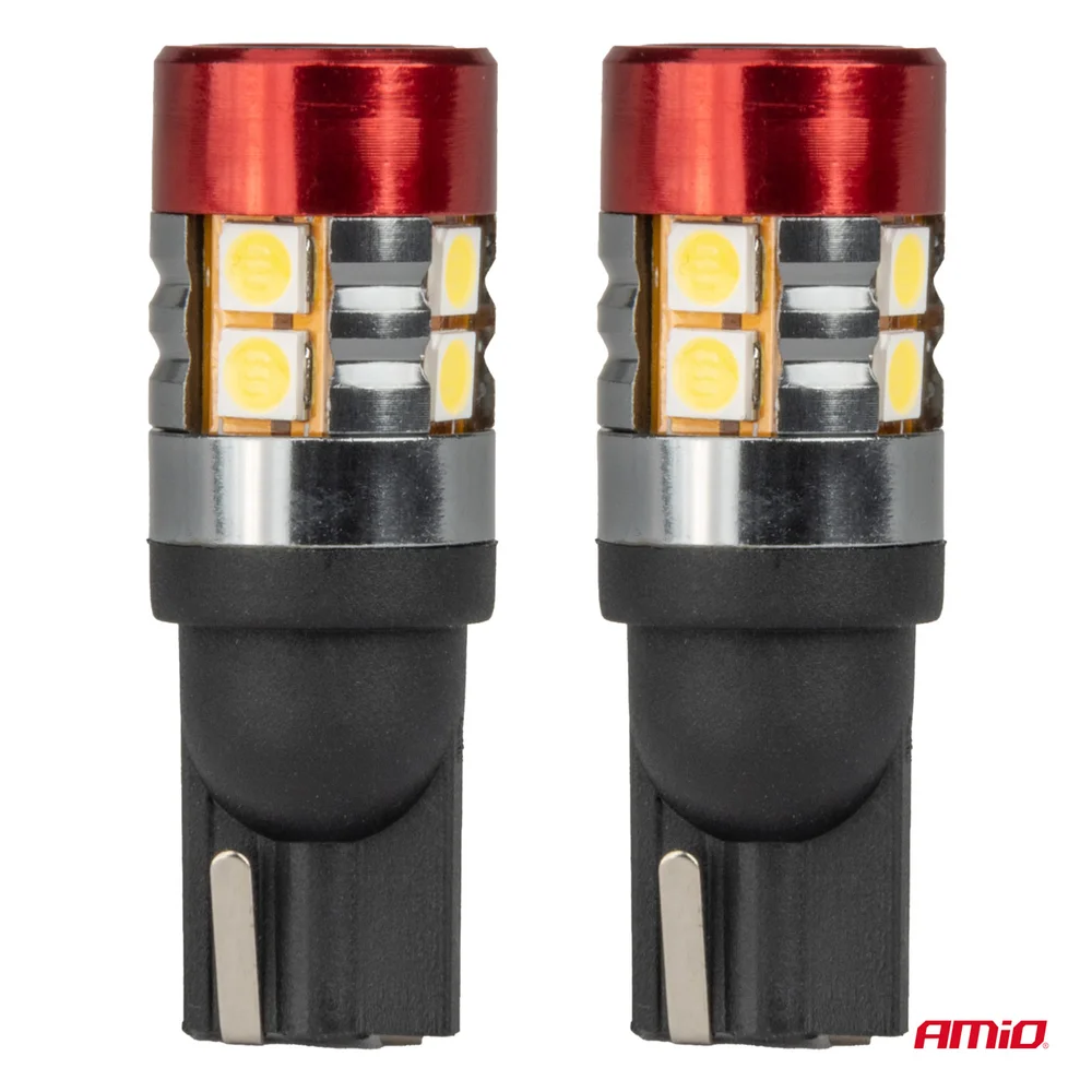 LED žárovky CANBUS T10 W5W 9 SMD 3030 Bílé 12V 24V AMiO-04242 - Obrázek 2