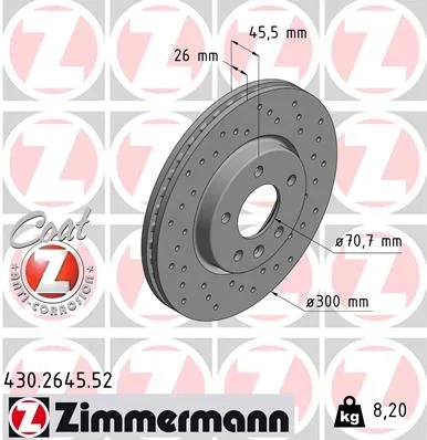 Brzdový kotouč ZIMMERMANN 430.2645.52 – OE 13521004